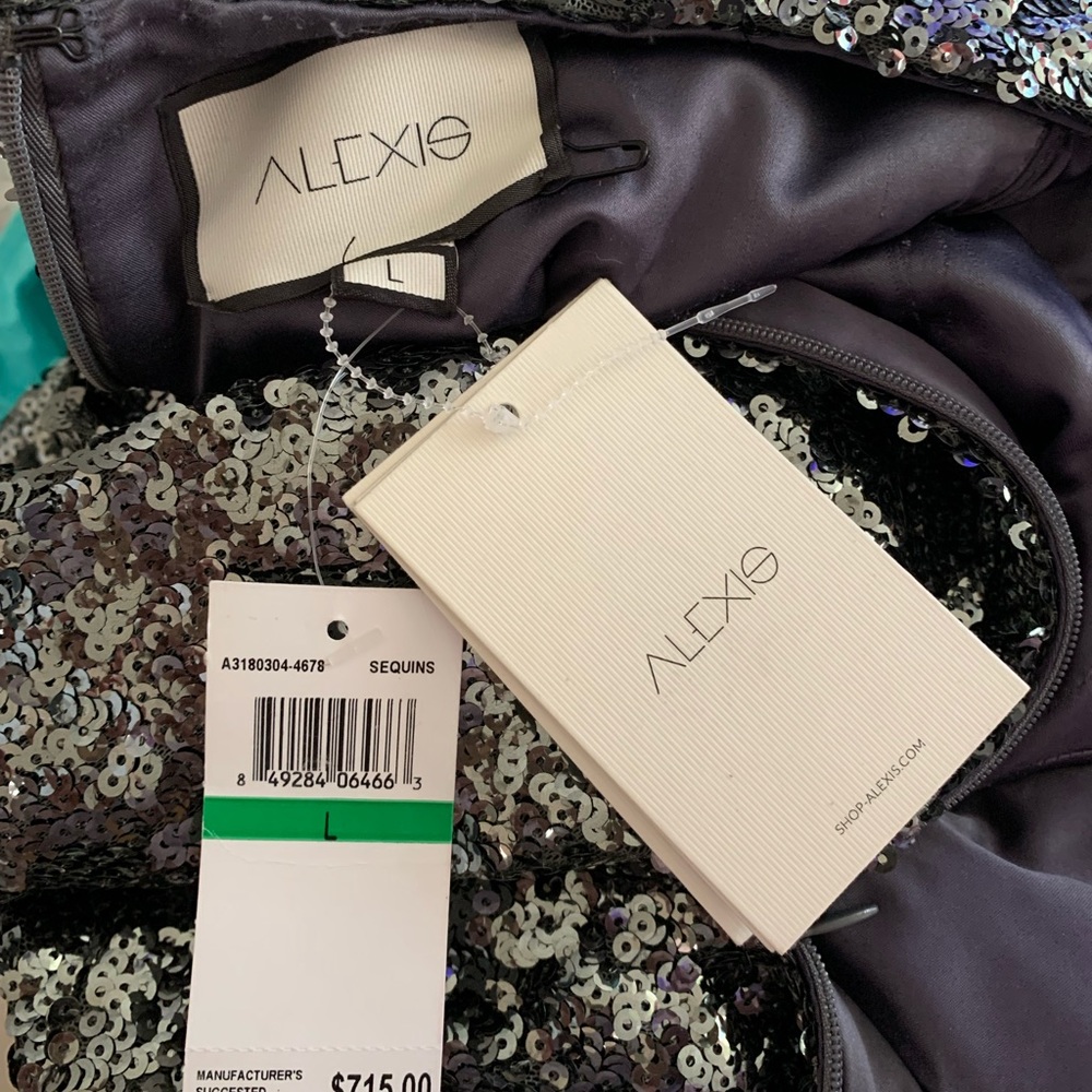 ALEXIS *Renada* gunmetal sequin party dress L - Picture 6 of 6